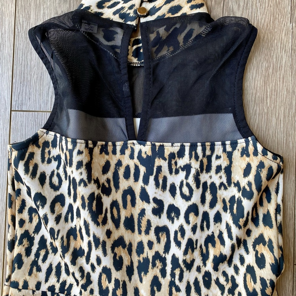 GIRLS SZ 9/10 RIVER ISLAND LEOPARD/BLK  DRESS - Picture 4 of 7